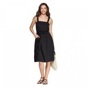 Universal Thread 100% Cotton Sleeveless Midi Dress Pockets Plus Size Pinafore